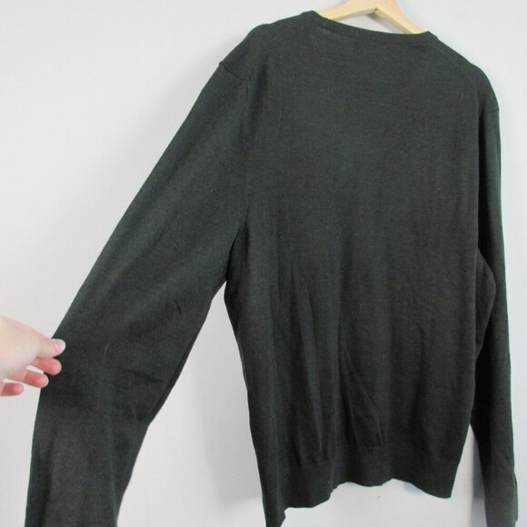 Calvin Klein Men Extra Fine Merino Wool Blend Sweater XL Green Casual Luxury 338 - Picture 9 of 12